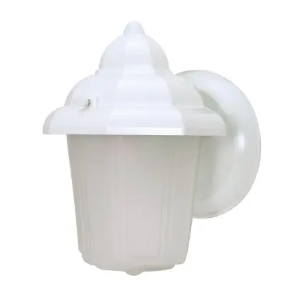 Nuvo 60-3466 8" Wall Lantern w/ Hood & Satin Frosted Glass, Wattage 60W, White