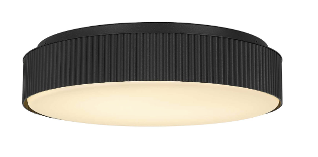 Alteck Lighting AFM0065-5CCT-W-BK Channel 13 inch CCT LED Outdoor Flush Mount with Etched White Opal Glass, Mulit-Color Temperature, Sand Black