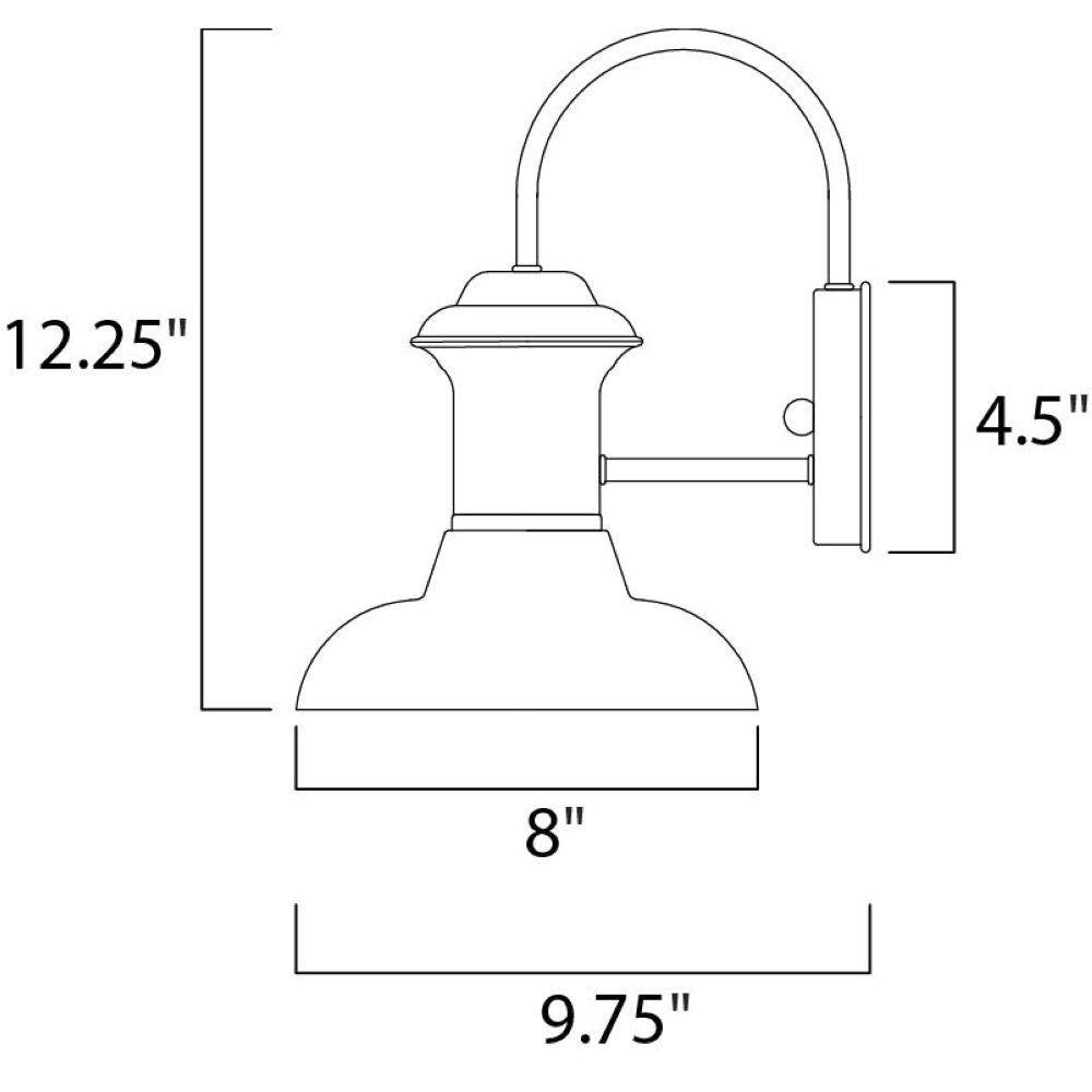 Maxim Lighting 35001EB Wharf Outdoor Wall Lantern Dimensions Diagram