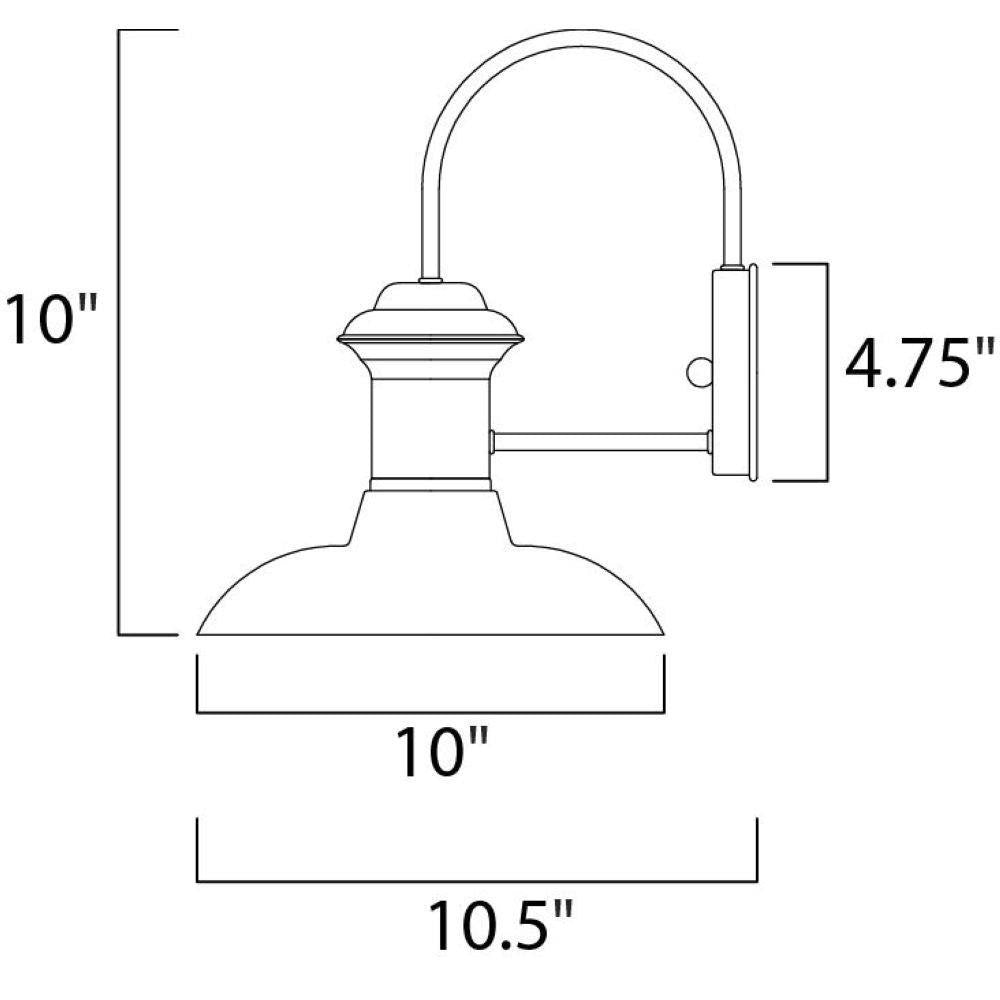 Maxim Lighting 35002EB Wharf Outdoor Wall Lantern - Dimensions Diagram