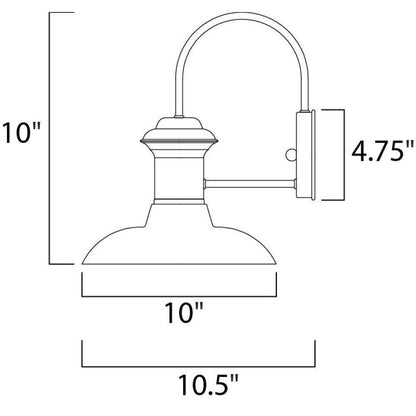 Maxim Lighting 35002EB Wharf Outdoor Wall Lantern - Dimensions Diagram