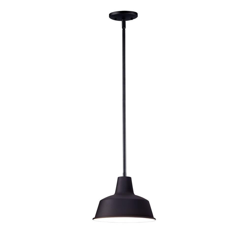 Maxim Lighting 35017BK Pier M 1 Light 8 Inch Black Outdoor Pendant - Side View on White Background