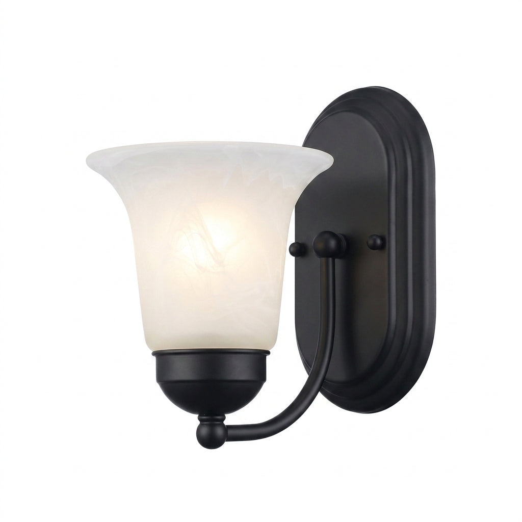 Trans Globe Lighting 3501 BK Rusty 1 Light Black Wall Sconce with Marbleized Glass