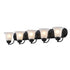 Trans Globe Lighting 3505 BK Rusty 5 light black bath vanity wall light with marbleized bell glass