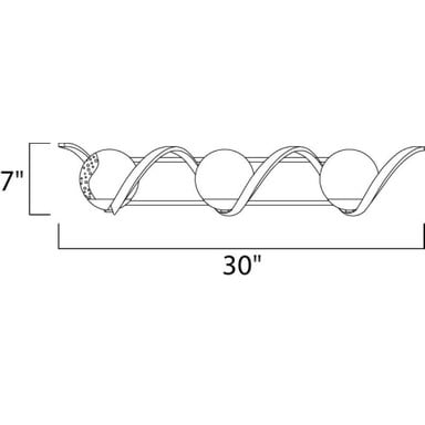Maxim Lighting 35106CDBKPN Curlicue Bath Vanity Light - Dimensions Diagram 30 inch Wide by 7 inch High