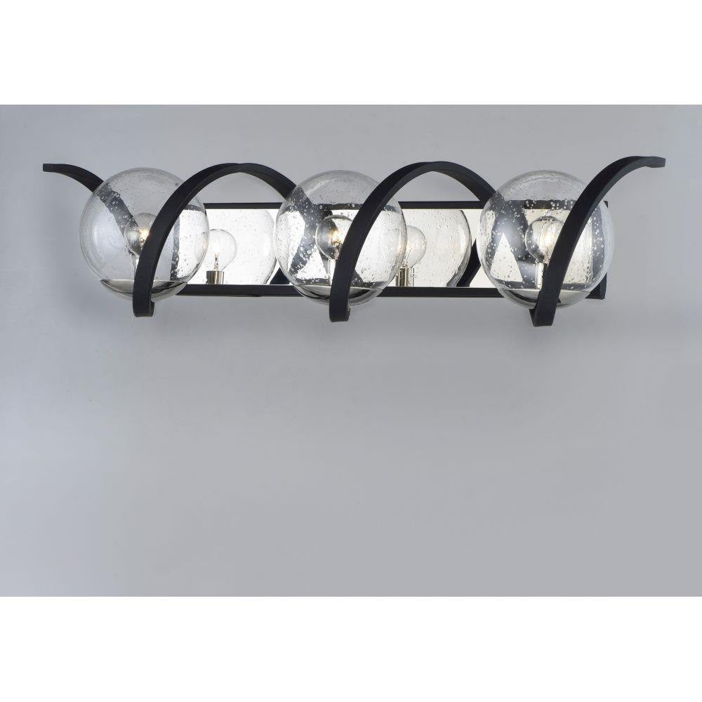 Maxim Lighting 35106CDBKPN Curlicue 3 Light Bath Vanity Wall Light - Installed View on Grey Wall