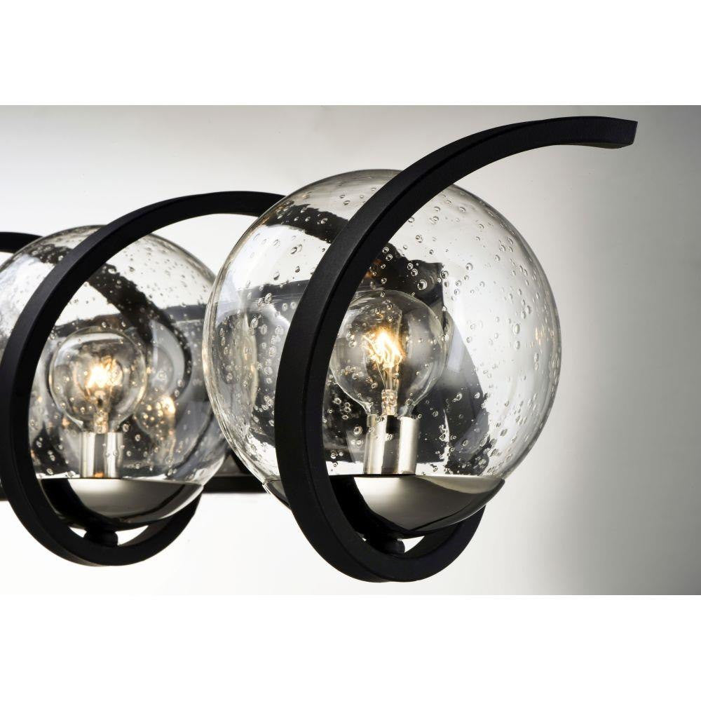 Maxim Lighting 35106CDBKPN Curlicue Bath Vanity Light - Close-Up Detail of Curl Design and Seedy Glass Globes