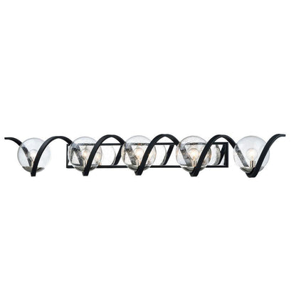 Maxim Lighting 35107CDBKPN Curlicue 5 Light 49.25 inch Black with Polished Nickel Bath Vanity Wall Light - Full View