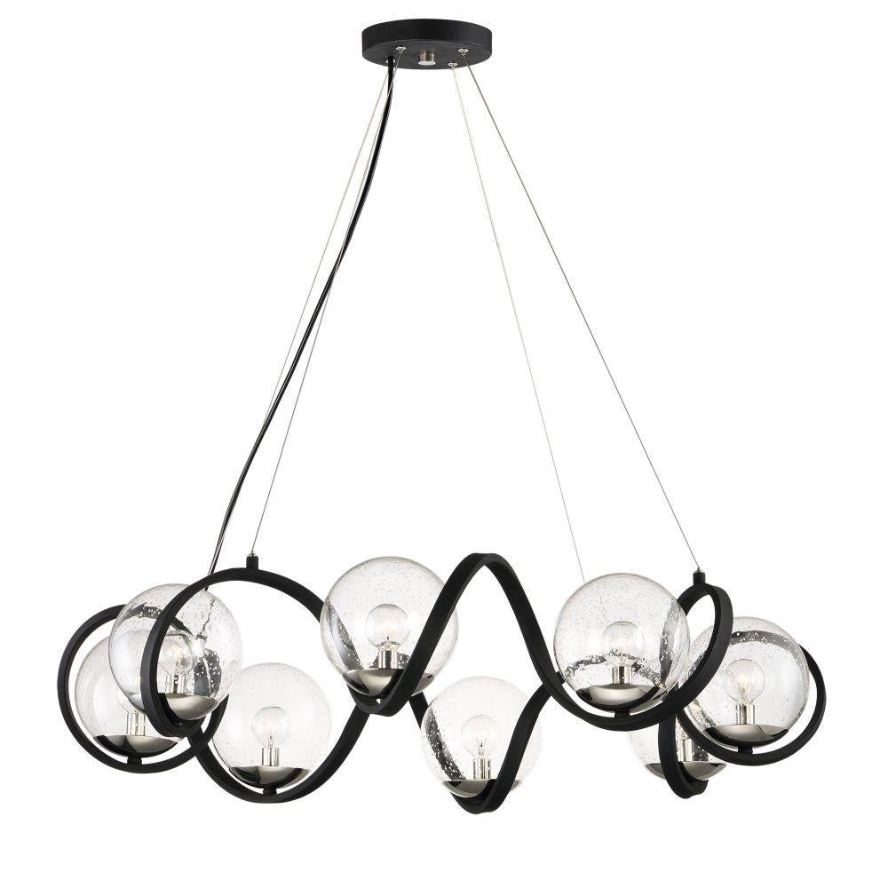 Maxim Lighting 35108CDBKPN Curlicue 8 Light 35 Inch Black/Polished Nickel Pendant Ceiling Light - Full View on White Background
