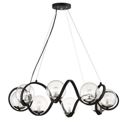Maxim Lighting 35108CDBKPN Curlicue 8 Light 35 Inch Black/Polished Nickel Pendant Ceiling Light - Full View on White Background