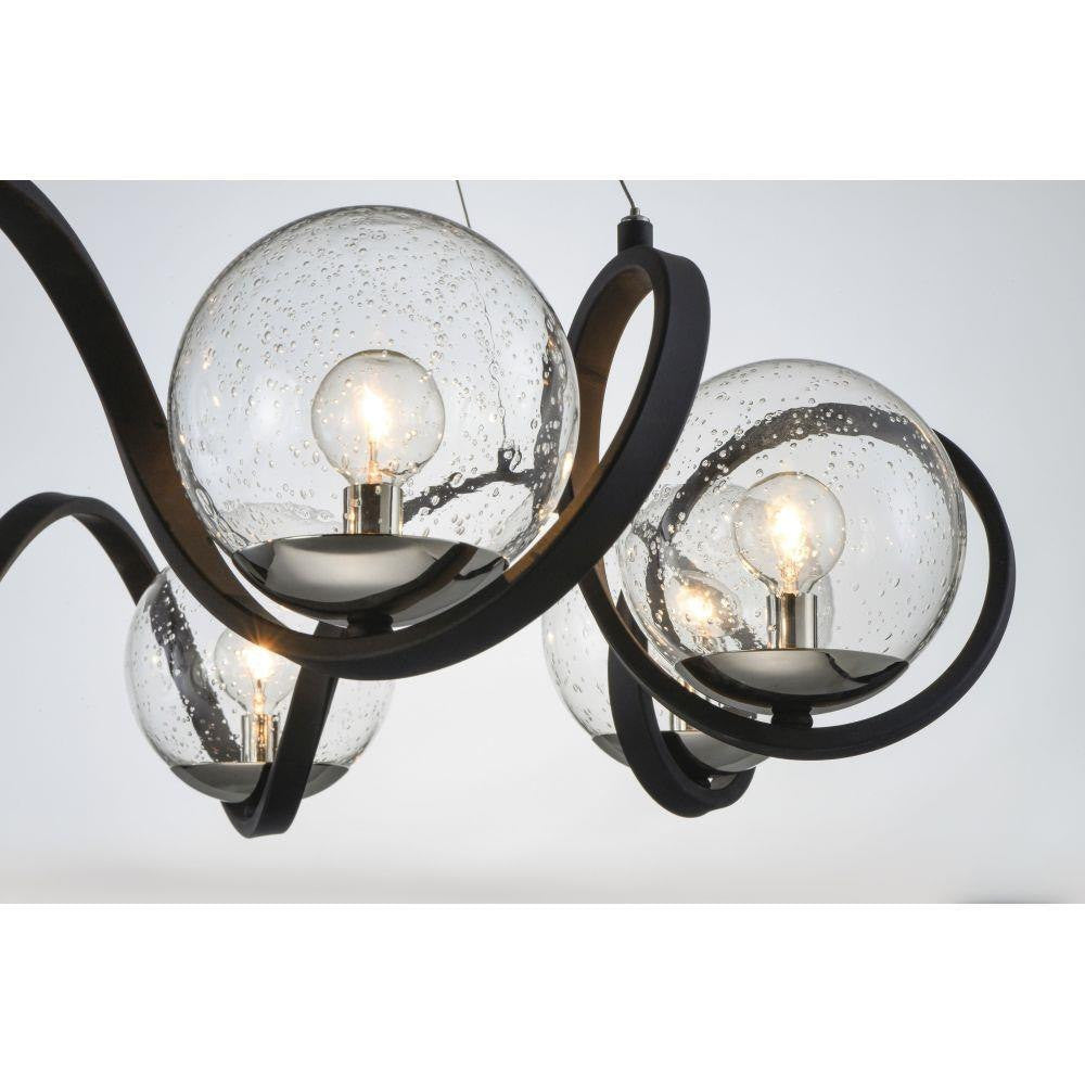 Maxim Lighting 35108CDBKPN Curlicue Pendant - Close-Up Detail of Seedy Glass Globes and Polished Nickel Cups