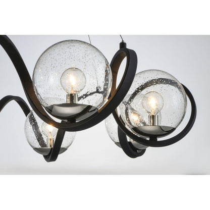 Maxim Lighting 35108CDBKPN Curlicue Pendant - Close-Up Detail of Seedy Glass Globes and Polished Nickel Cups