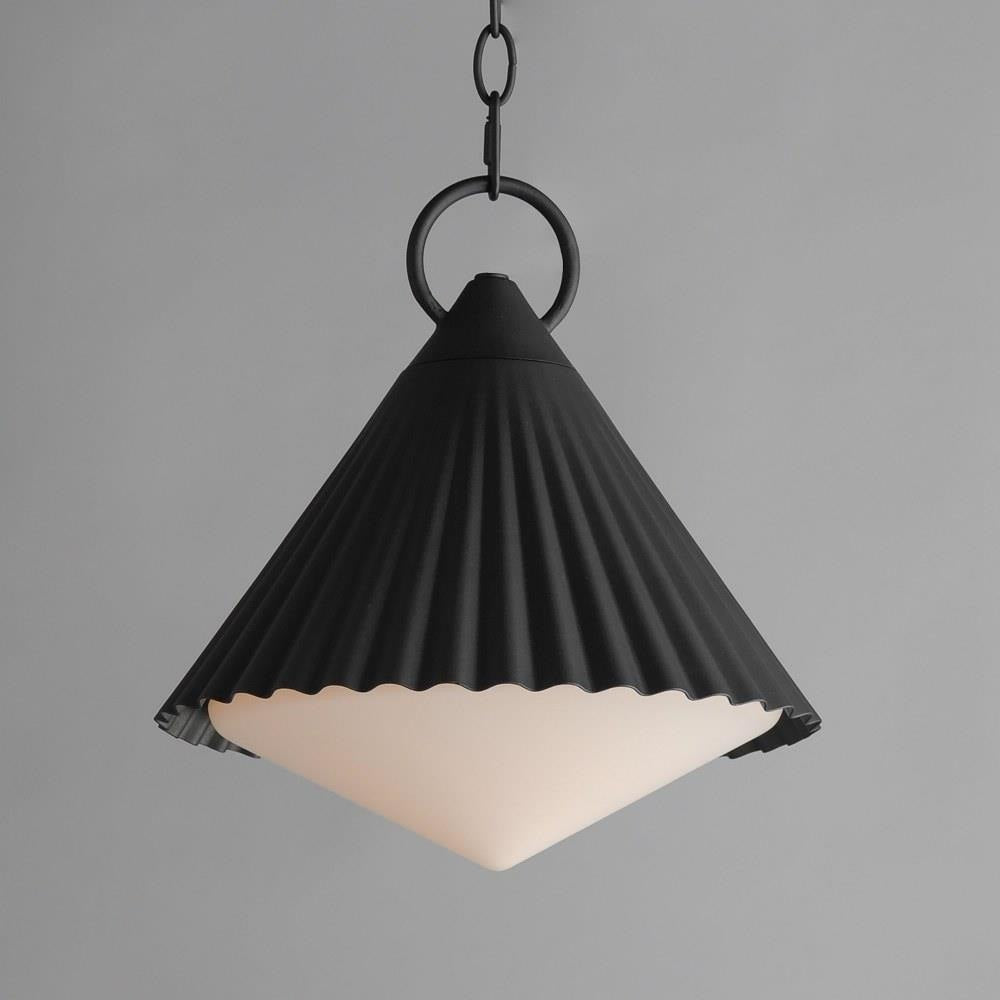 Maxim Lighting 35131WTBK Odette 1 Light 12 Inch Black Outdoor Pendant - angled lifestyle view