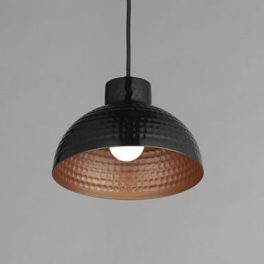 Maxim Lighting Rockport 35142GNNAB pendant illuminated view showing warm interior glow