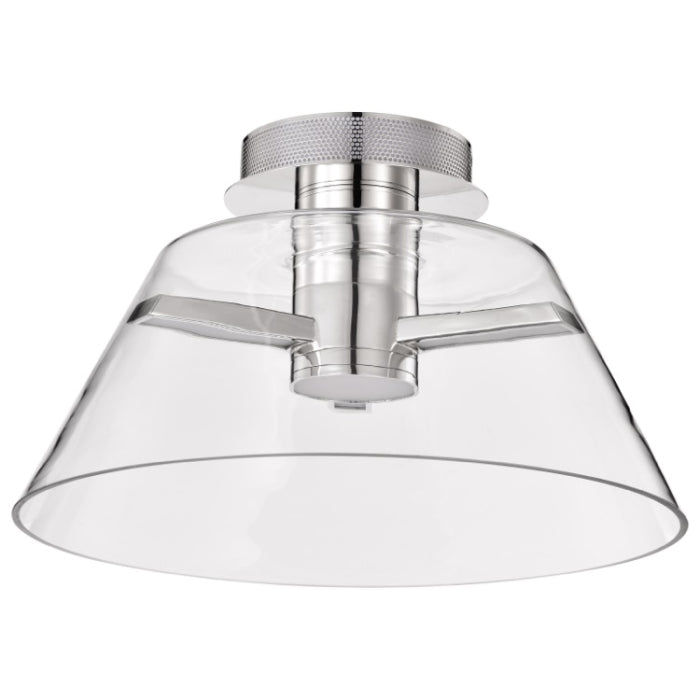 Nuvo 62-2054 Edmond LED Semi-Flush Fixture, Wattage 18W, Color Temperature 3000K, Voltage 120V, Polished Nickel / Clear Glass