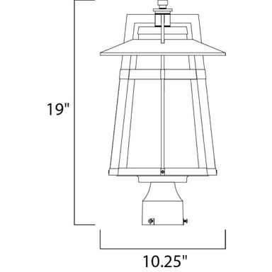 Maxim Lighting 3530SWAE Calistoga Outdoor Post Light - Dimension Diagram 10.25 inch Wide 19 inch High