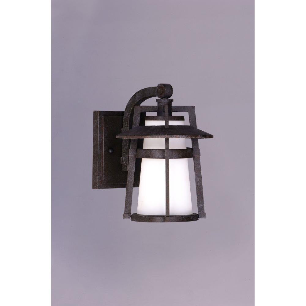Maxim Lighting 3532SWAE Calistoga 1 Light Outdoor Wall Lantern in Adobe finish with Satin White glass - side angle view
