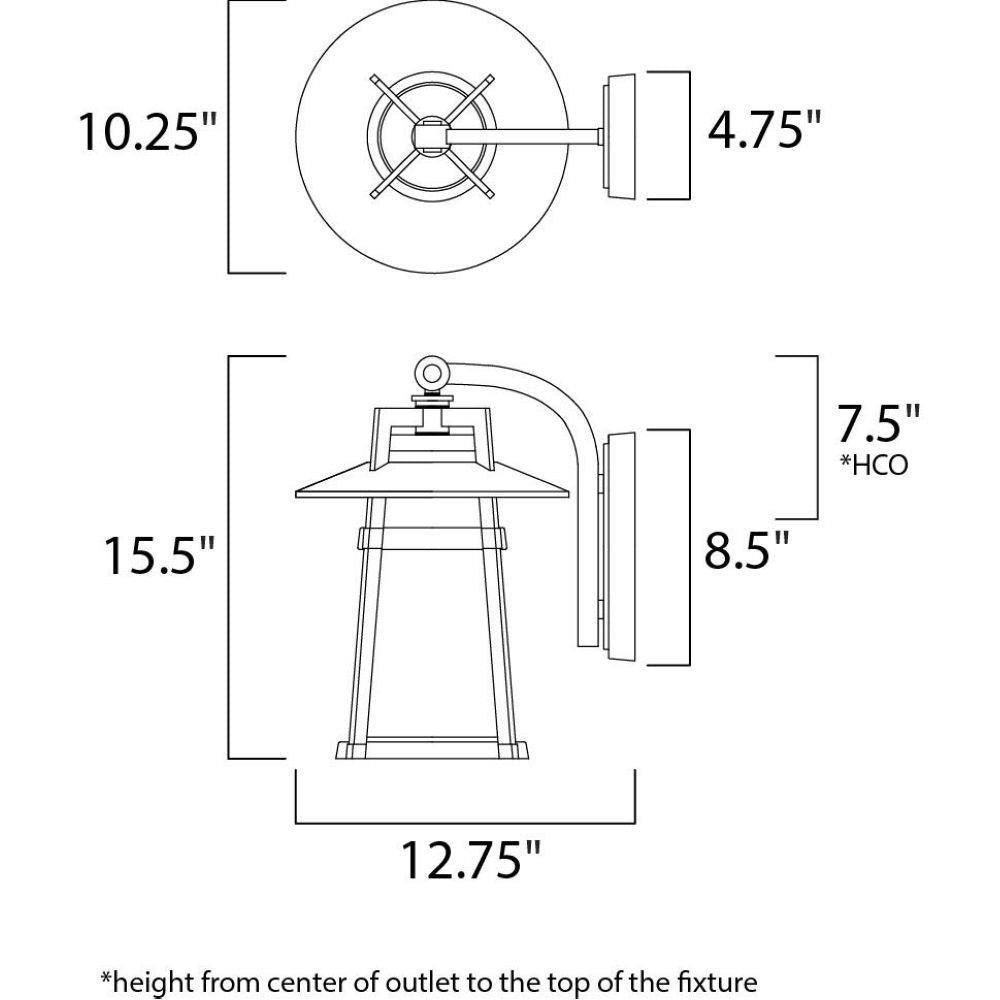 Maxim Lighting 3536SWAE Calistoga Outdoor Wall Lantern Dimensions Diagram