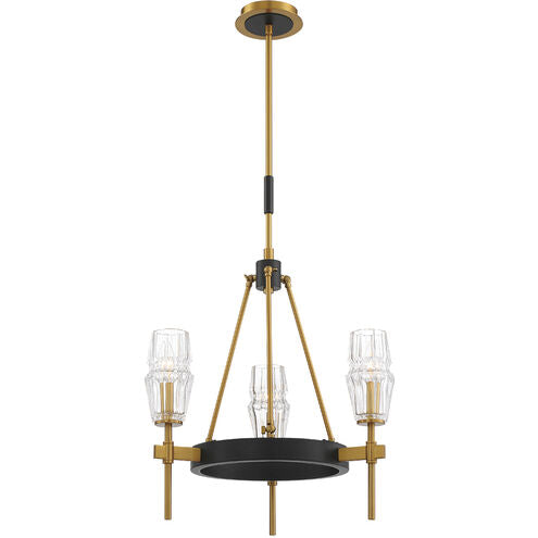 Eurofase Lighting 35938-019 Gladstone 3 Light 21 inch Antique Brass/Black Chandelier Ceiling Light