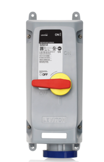 Leviton 360MF6WLEV LEV Series Pin & Sleeve Mechanical Interlock, 60A, 240V 2P, 3W, Watertight, Fused, Blue Finish