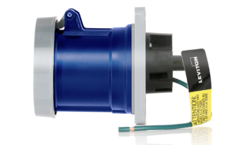 Leviton 360R6WLEV LEV Series Pin & Sleeve Receptacle, 60A, 250V, 2P, 3W, Watertight, Blue Finish
