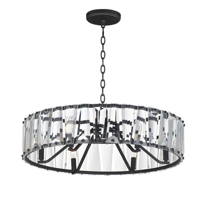 Maxim Lighting 21866BCBK Odeon 6 Light Black Chandelier with Beveled Glass Panels - Front View