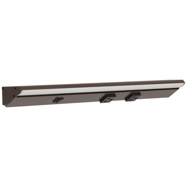 Task Lighting LP18QD6NDBBZ50 18.5" Lighted Power Strip w/ Switch, 2 Black Single Receptacles, Color Temperature 5000K, 600 Lumens, Voltage 120V, Bronze
