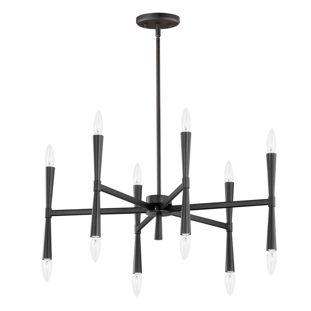 Maxim Lighting 24626SBR Rome 12 Light Chandelier full product view on white background