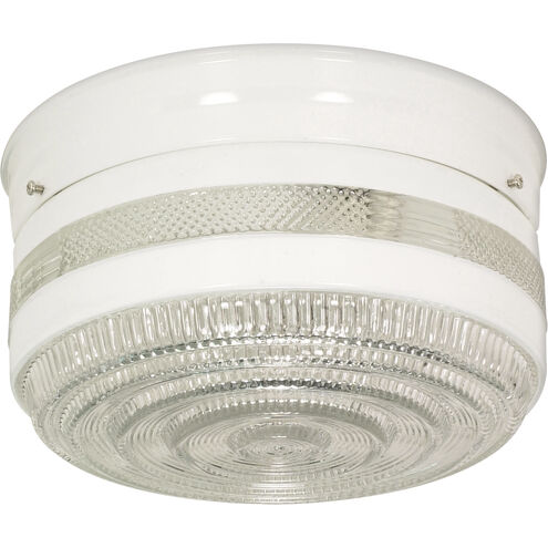 Nuvo SF77-100 1 Light 6" Flush Mount Fixture, White Crystal Accent Glass, Polished Chrome