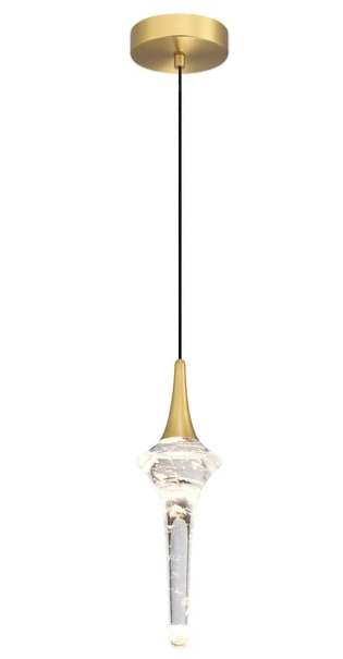 SDQ Lighting MP39202BG Melt 4" LED Pendant Light, Multi-Color Temperature, Wattage 5.7W, Brushed Gold/K9 Crystal Finish