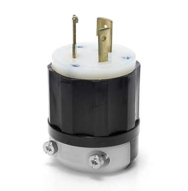 Leviton 3721 20 Amp, 347 Volt, NEMA L24-20P, 2P, 3W, Locking Plug, Industrial Grade, Grounding - BLACK-WHITE