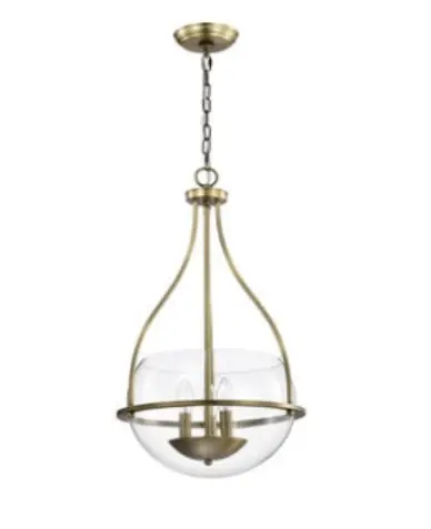Nuvo 60-7818 14-in Amado Pendant Light Fixture w/o Bulbs, 3-Light, Vintage Brass