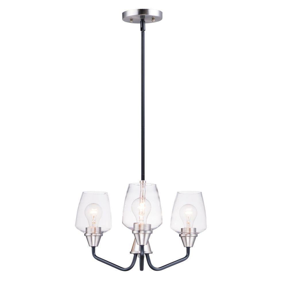 Maxim Lighting 26124CLBKSN Goblet 3 Light 19 inch Black/Satin Nickel Chandelier Ceiling Light