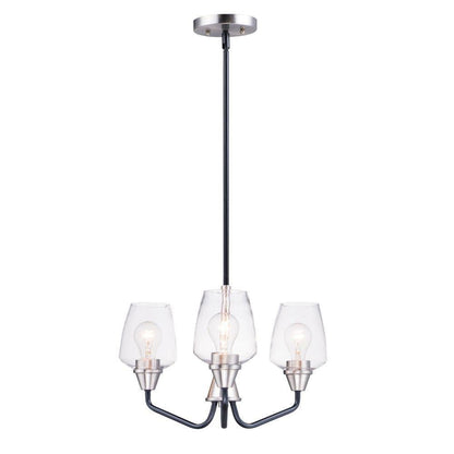 Maxim Lighting 26124CLBKSN Goblet 3 Light 19 inch Black/Satin Nickel Chandelier Ceiling Light