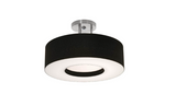 AFX Lighting MCF1524LAJUD-BKSF Montclair 15 Inch CCT LED Semi-Flush Mount In Satin Nickel With Black Shade-White Bottom Acrylic Diffuser