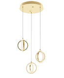 AFX Lighting LCKP09L30D1SBRND3 Lock 23 Inch LED Multi-Port Round Pendant In Satin Brass With White Acrylic Diffuser