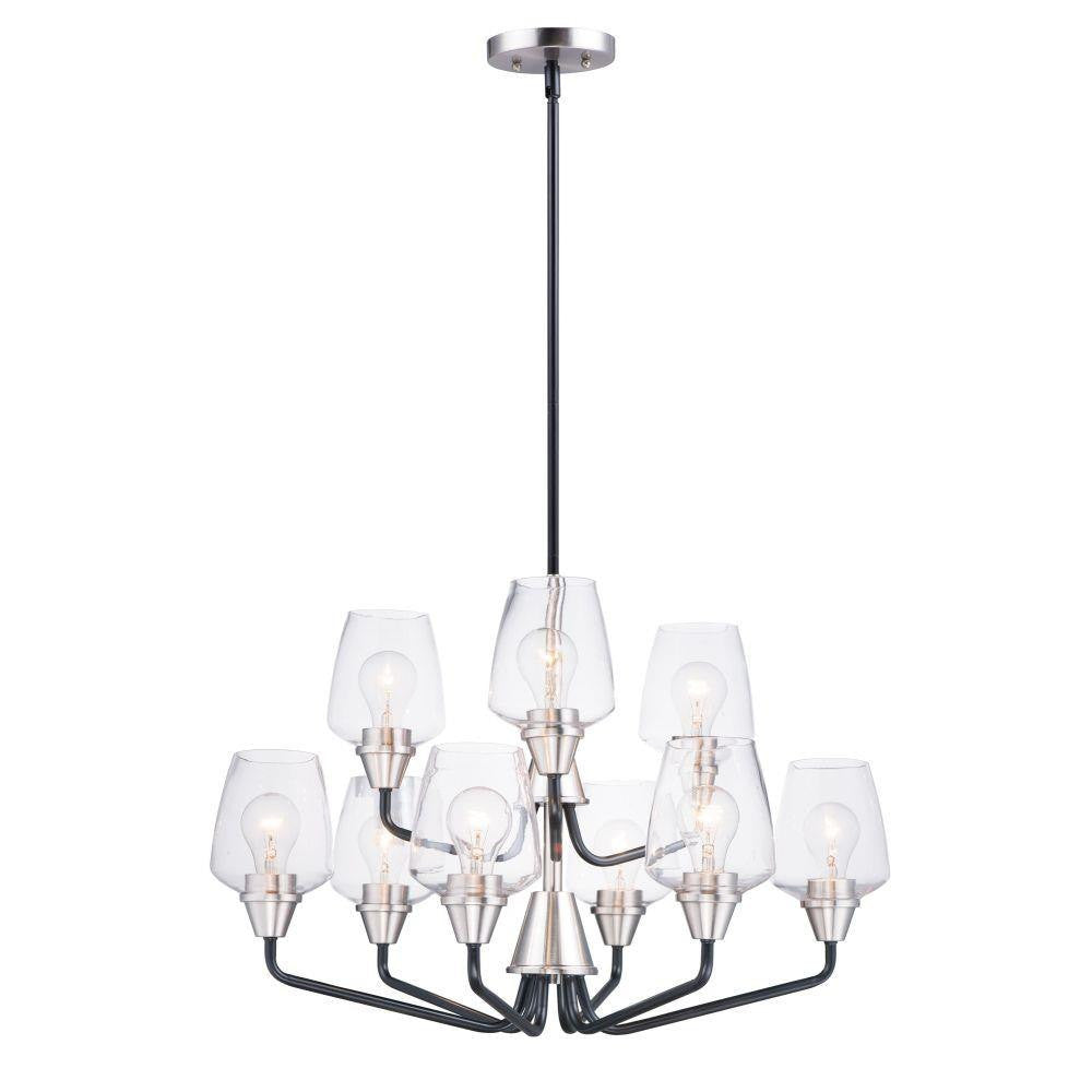 Maxim Lighting 26127CLBKSN Goblet 9 Light Black/Satin Nickel Chandelier on white background