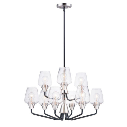 Maxim Lighting 26127CLBKSN Goblet 9 Light Black/Satin Nickel Chandelier on white background