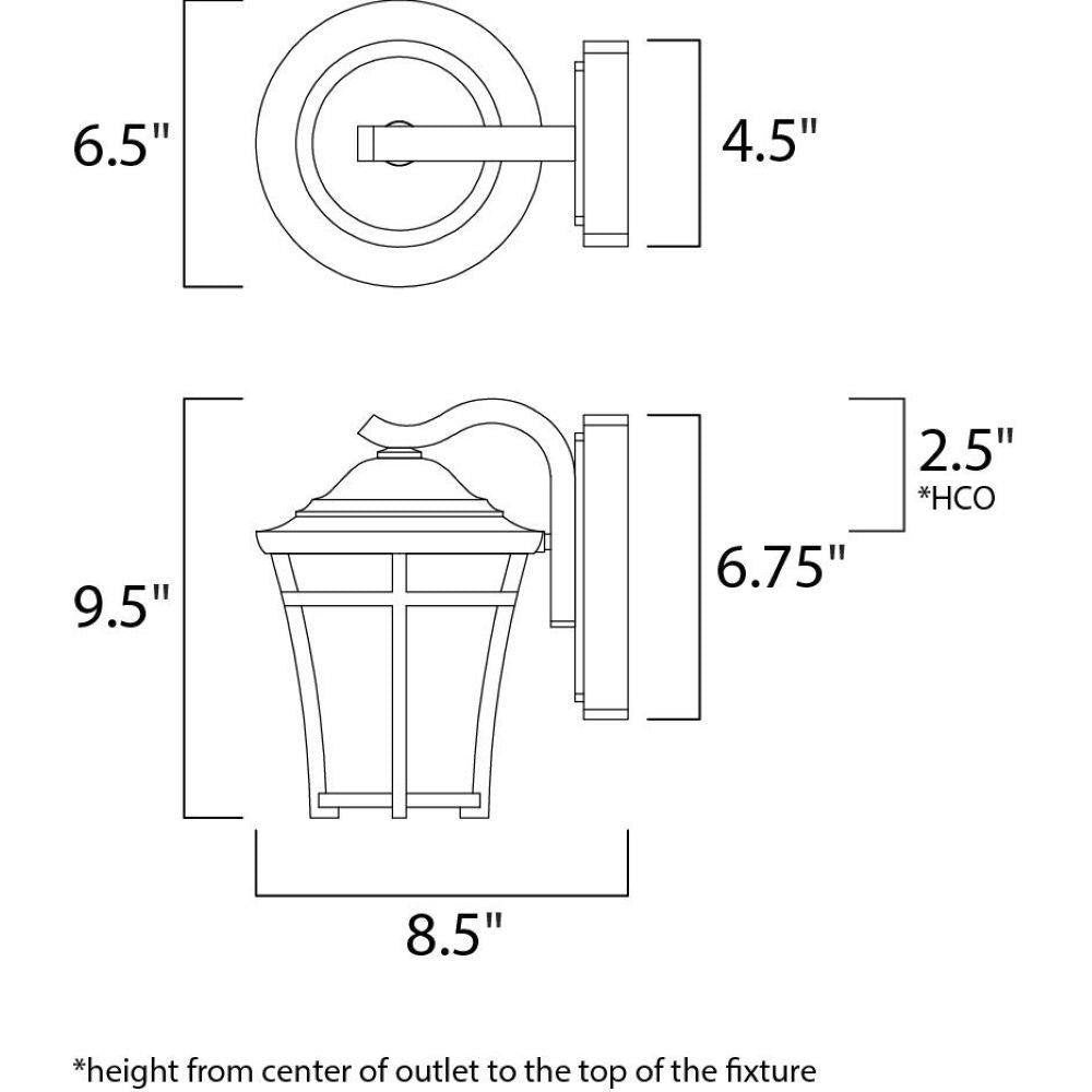 Maxim Lighting 3802LACO Balboa DC Outdoor Wall Lantern Dimensions Diagram