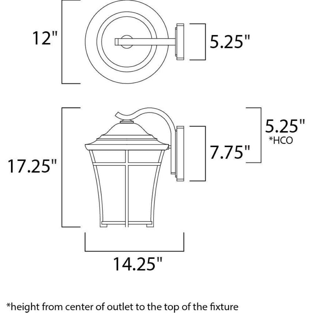 Maxim Lighting 3806LACO Balboa DC Outdoor Wall Lantern Dimensions Diagram