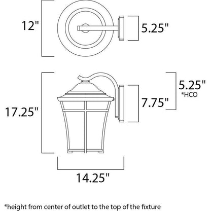 Maxim Lighting 3806LACO Balboa DC Outdoor Wall Lantern Dimensions Diagram