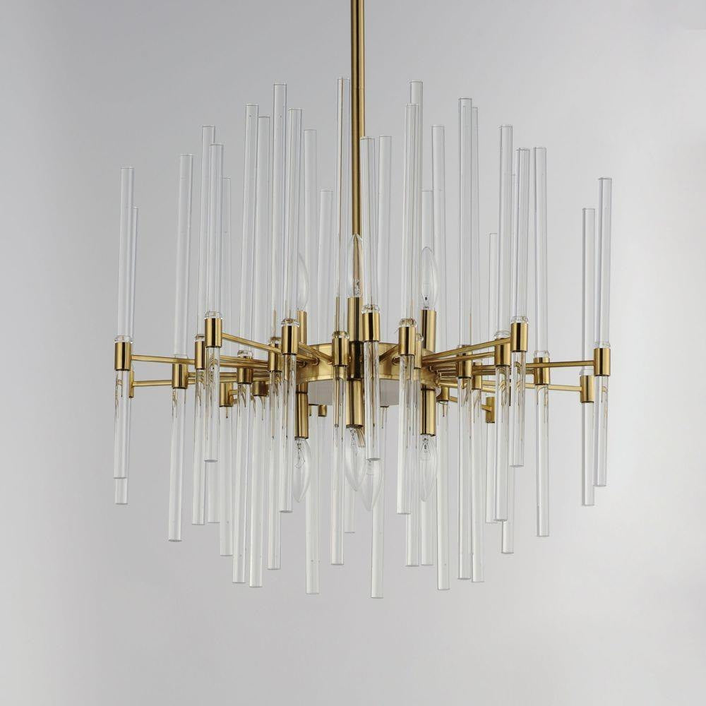 Maxim Lighting 38405CLHR Divine 8 Light Heritage Brass Chandelier Side Angle View