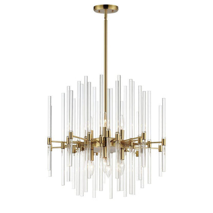 Maxim Lighting 38405CLHR Divine 8 Light Heritage Brass Chandelier with Clear Glass Rods on White Background