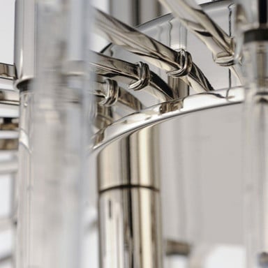Maxim Lighting 38405CLPN Divine Chandelier - Close-Up of Arm and Glass Rod Junction in Polished Nickel