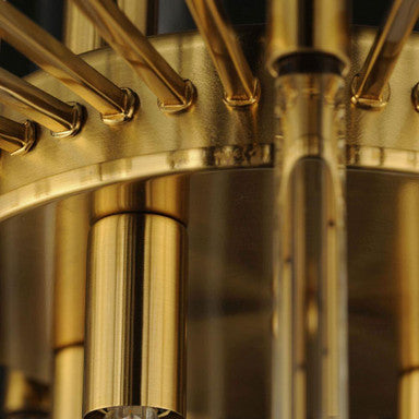 Maxim Lighting 38406CLHR Divine - close-up detail of Heritage Brass canopy ring and glass rod mounts