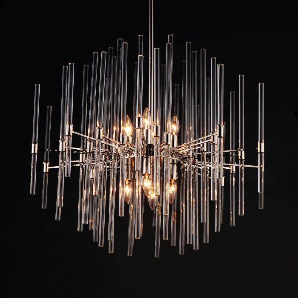 Maxim Lighting 38406CLPN Divine Chandelier illuminated against dark background