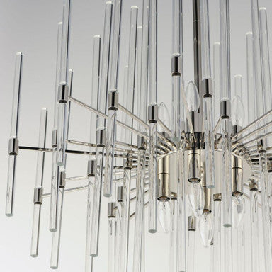 Maxim Lighting 38406CLPN Divine Chandelier clear glass rod and candelabra bulb detail