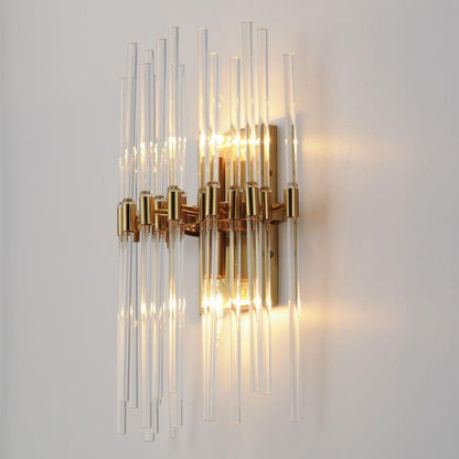 Maxim Lighting 38409CLHR Divine Wall Sconce Illuminated - Heritage Brass Finish with Clear Glass Rods Side Angle