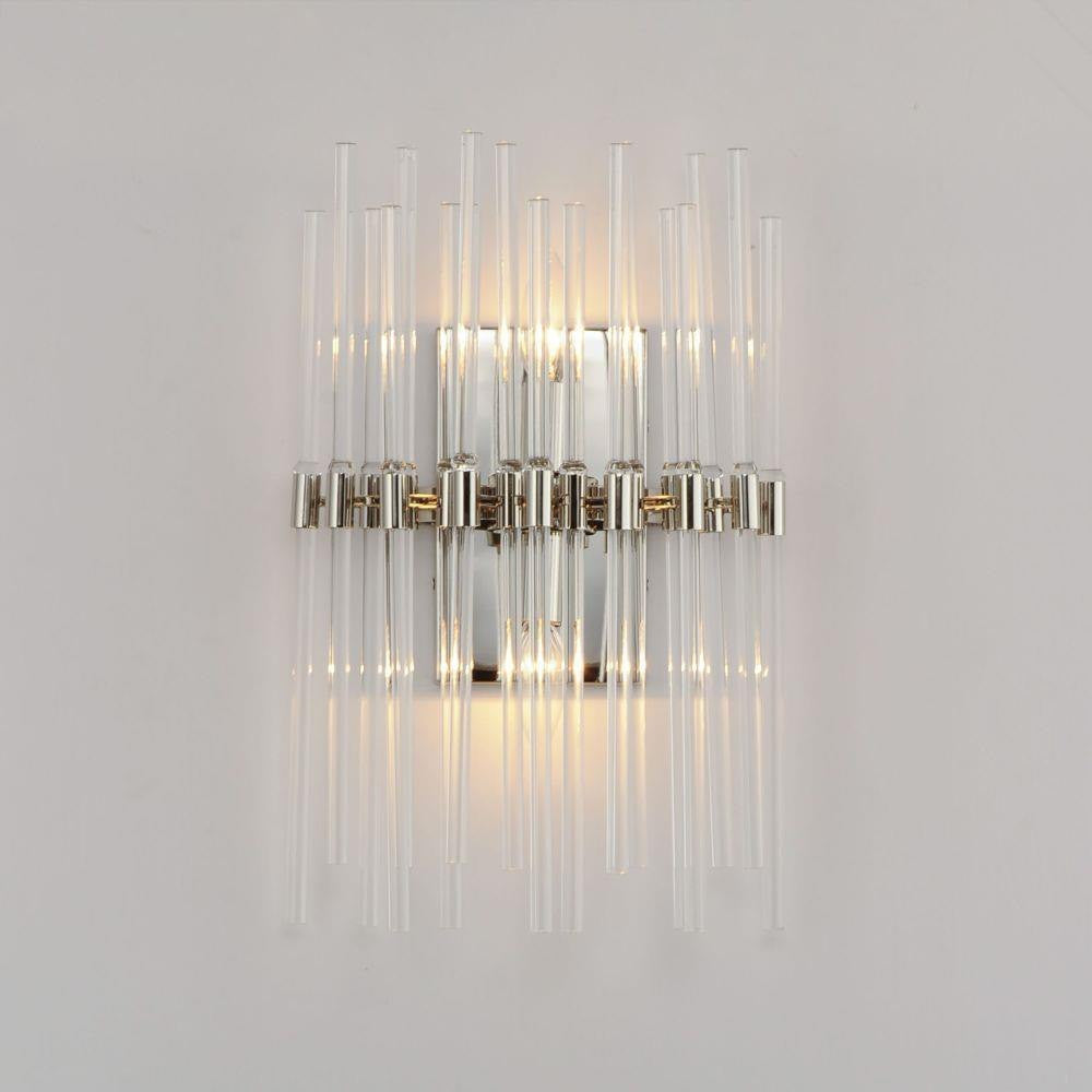Maxim Lighting 38409CLPN Divine 2 Light Polished Nickel Wall Sconce Lit Close Up