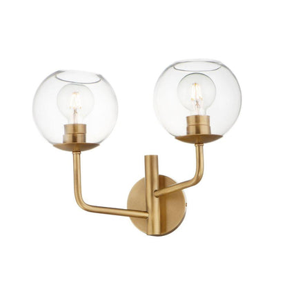 Maxim Lighting 38412CLNAB Branch 2 Light Natural Aged Brass Bath Vanity Wall Light with Clear Globe Shades